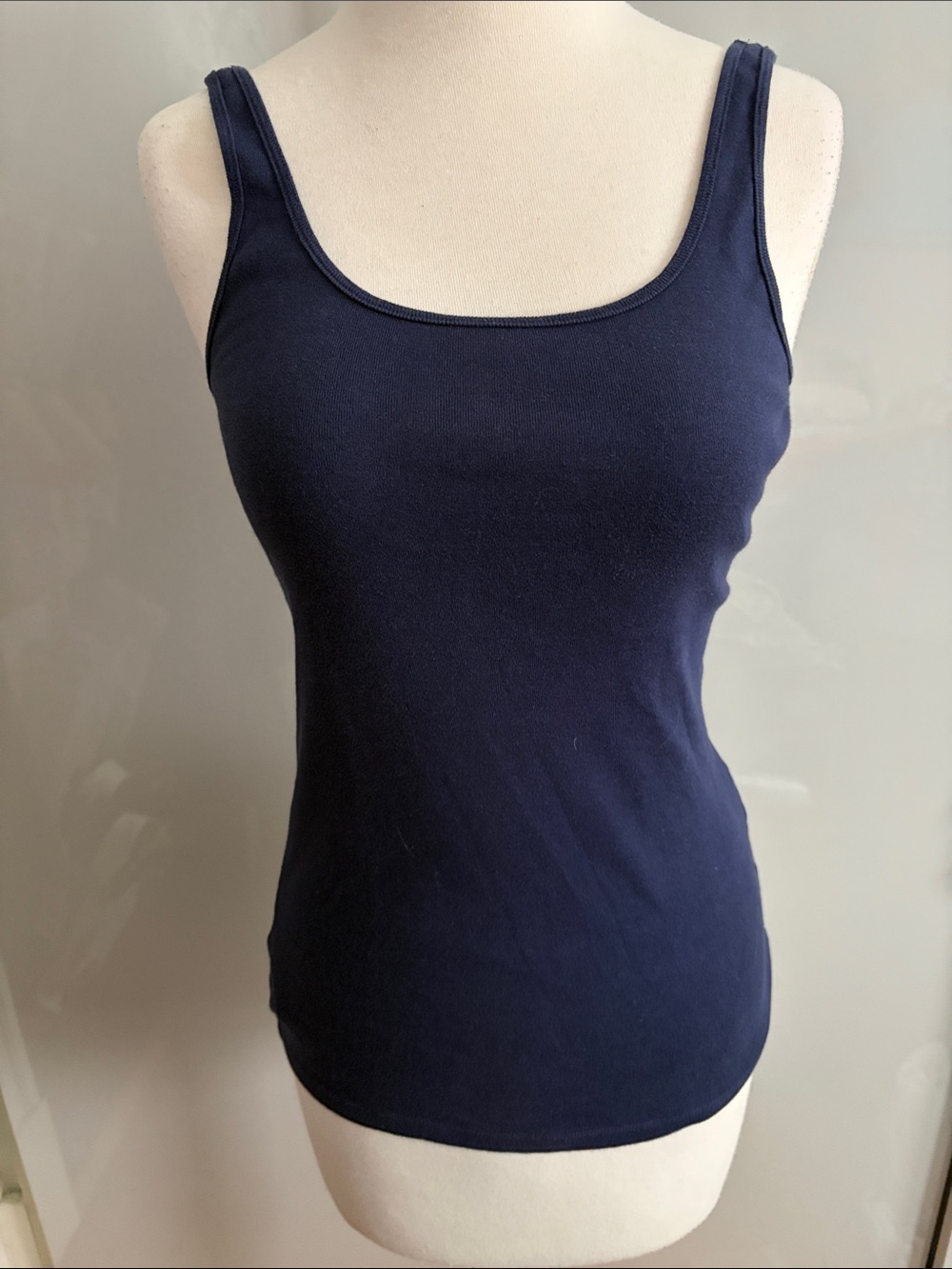 Eileen Fisher Navy Scoop Neck Ribbed Tank